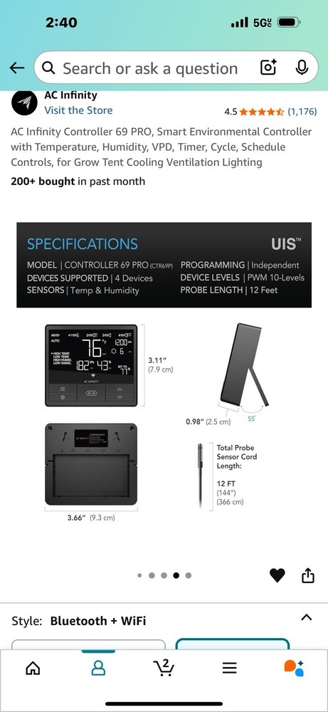 AC Infinity Controller 69 PRO Smart Environmental Controller 8 Ports (Untested)