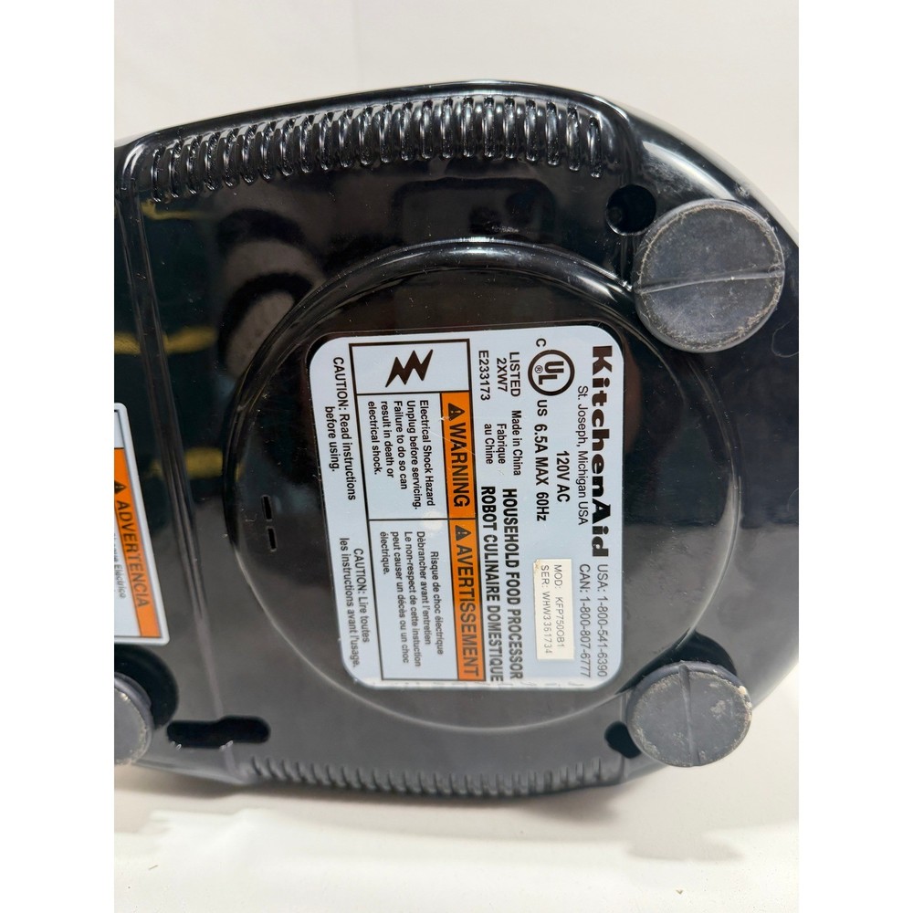 KitchenAid 12-Cup Food Processor Onyx Black KFP750OB1 with Accessory blades Case