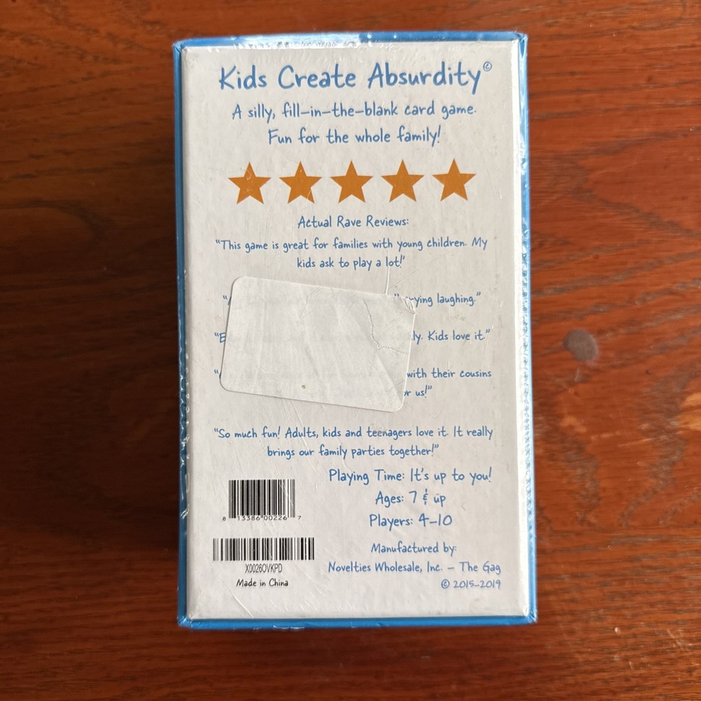 Kids Create Absurdity Card Game New Sealed