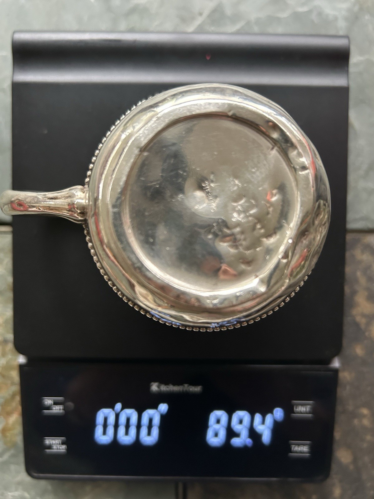 Antique STERLING Silver Baby Cup Heavy Engr. C.A.F.,Jr. May 15, 1910 89.4 Grams