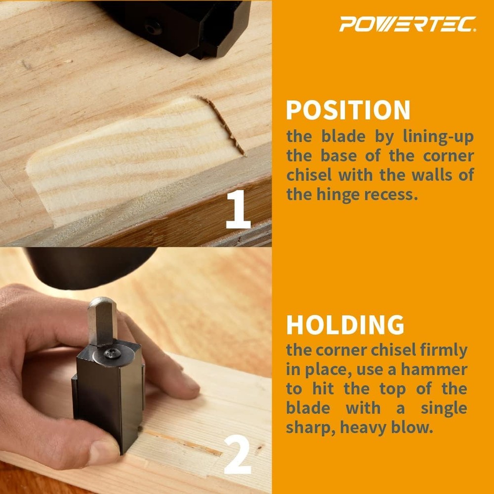 POWERTEC Square Corner Chisel – Spring-Loaded Mortise
