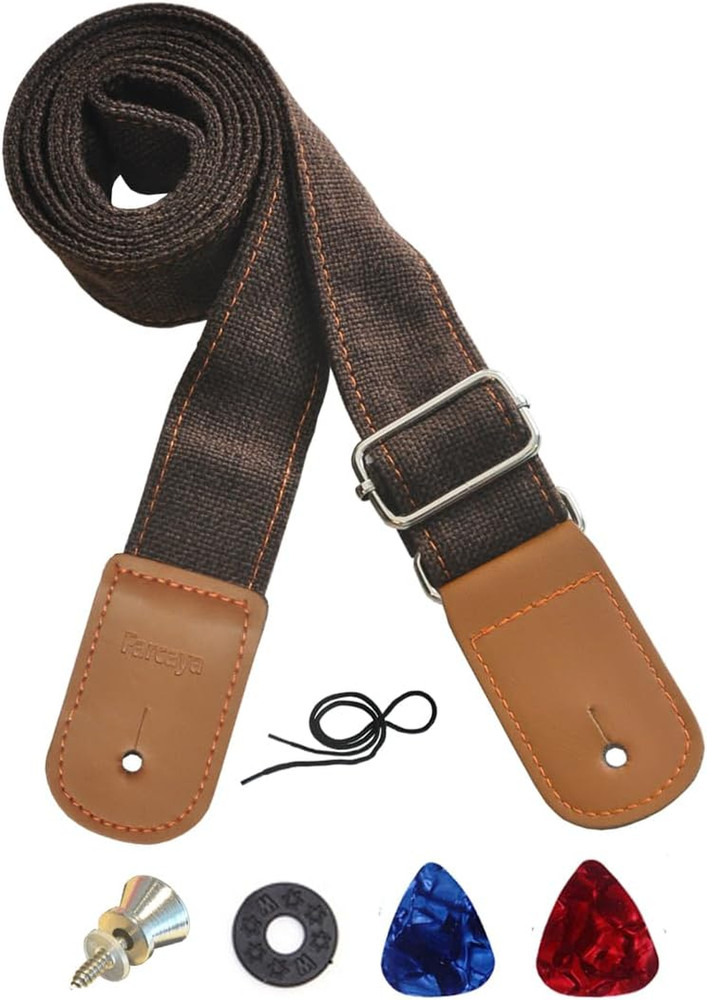 Ukulele Strap Cotton Linen Adjustable Uke Shoulder Strap with Picks Lock Butt...