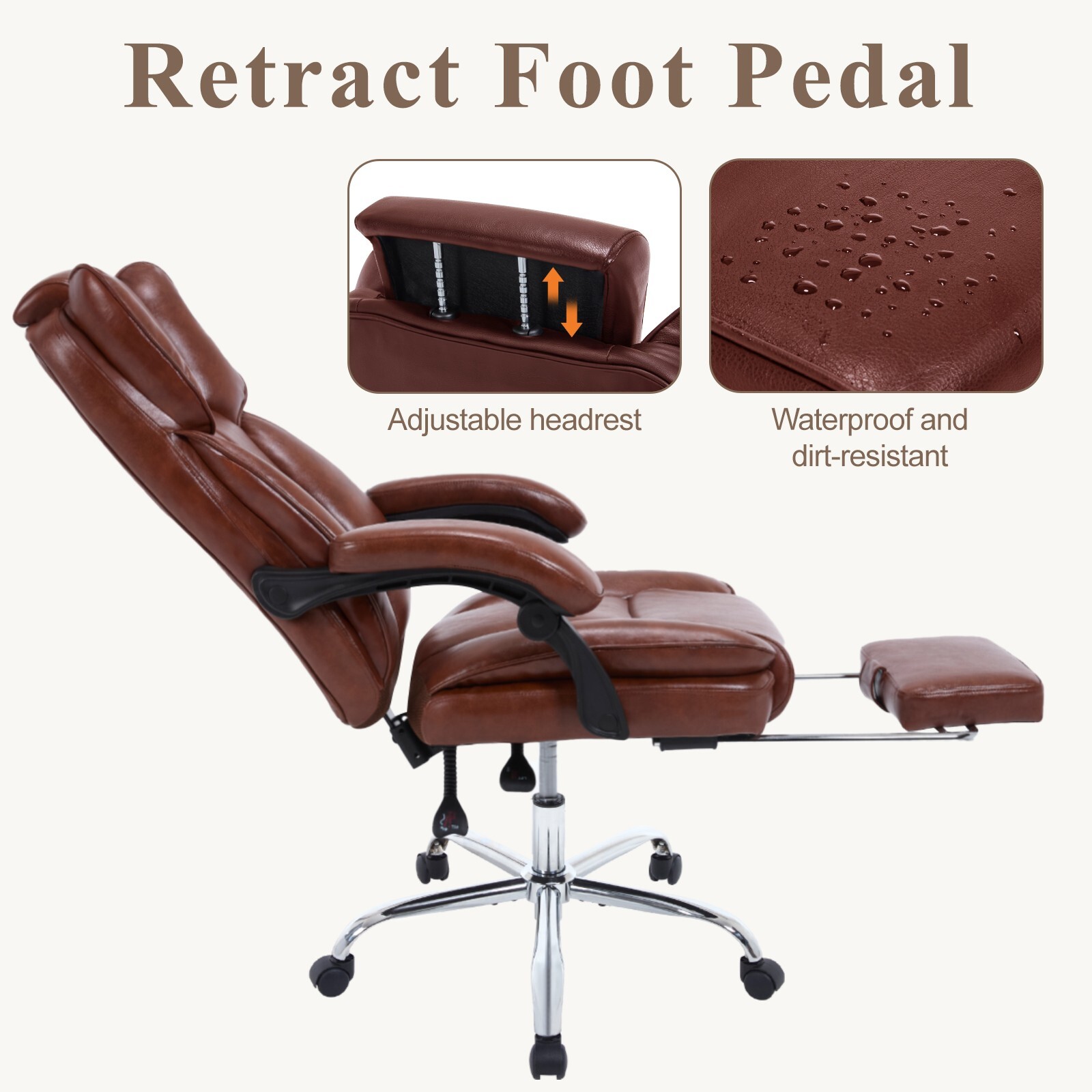 Tall Executive Office Chair with Footrest Leather Computer Chair