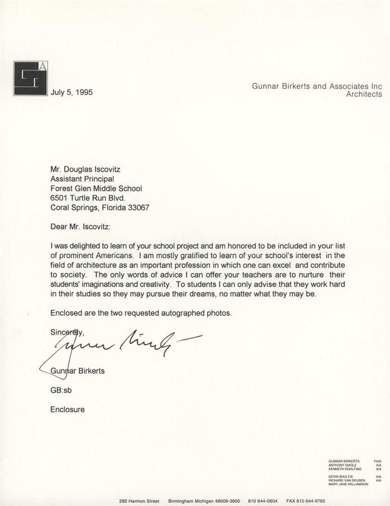 Gunnar Birkerts- TSL from 1995 (Architect)