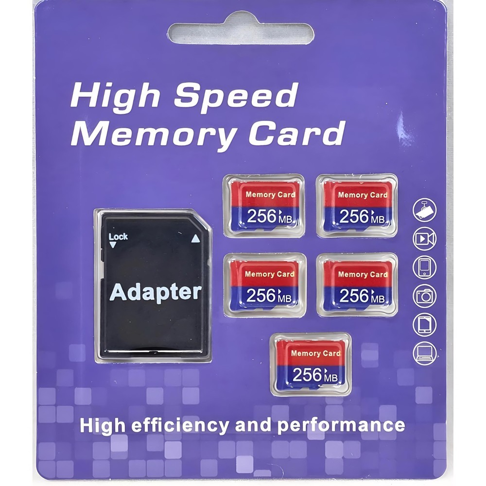 256MB 5-Pack Micro SD Cards Memory Card Secure Digital Flash Memory TF/SD Card