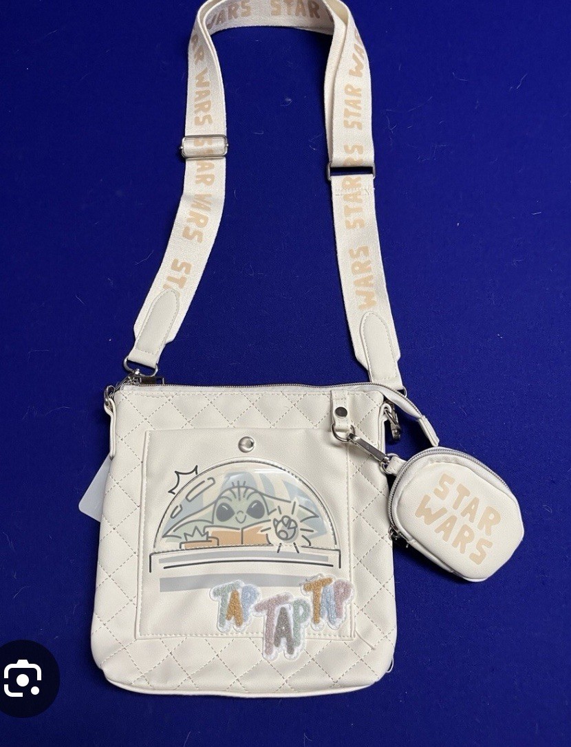 Disney Parks 2023 Star Wars Grogu Crossbody Bag with Coin Purse White