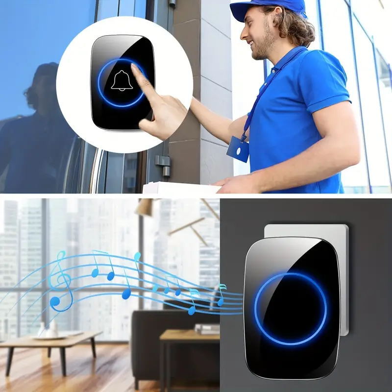 2Wireless Doorbell Chime Waterproof Plugin Receiver Adjustable Volume 1000FT Kit