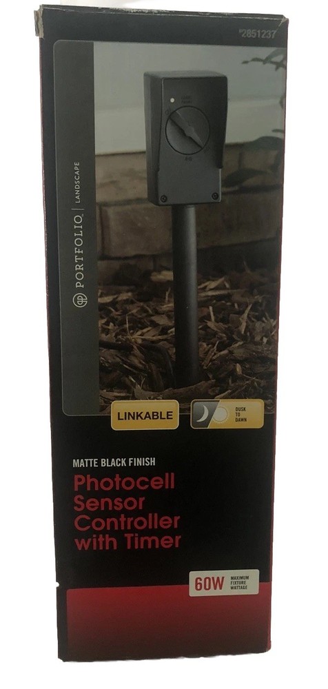 Portfolio Landscape, Matte Black Finish Photocell Sensor Controller w/ Timer 60W