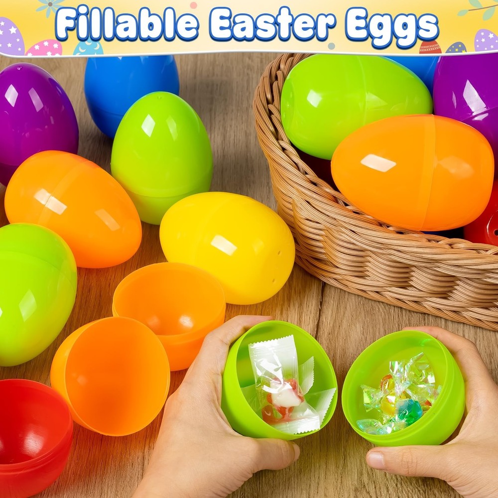 V-Opitos 3.5'' Easter Plastic Eggs, 36 Empty Easter Eggs with 2 Golden Eggs, ...
