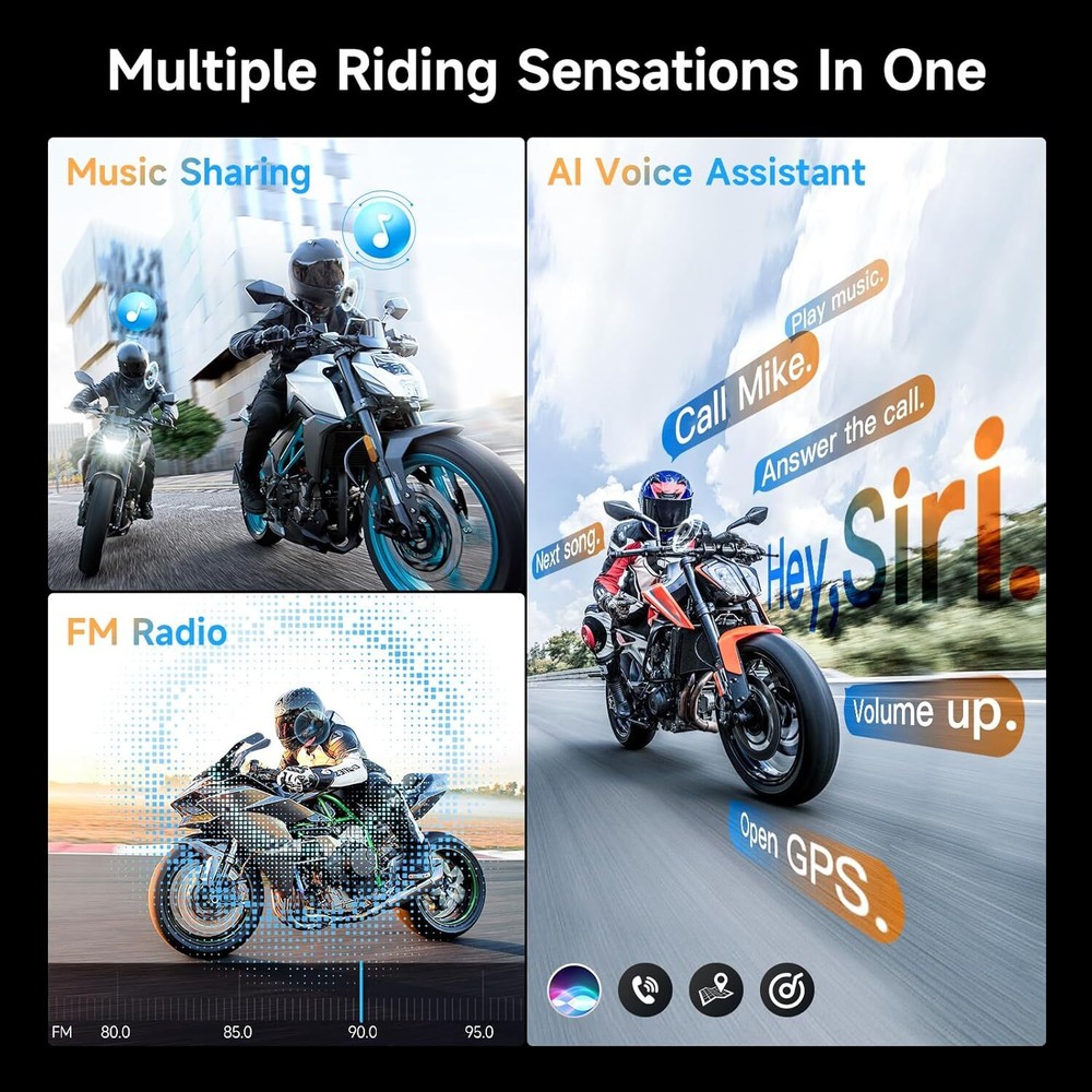 Moman H2E Helmet Intercom Wireless Headset GPS/Music+Intercom for Motorcycle