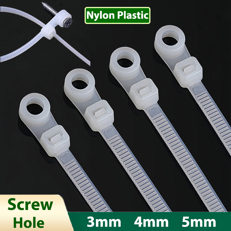 Nylon Plastic Cable Ties Screw Hole Mount Locking Loop Bundle Strap Wrap Zip Tie