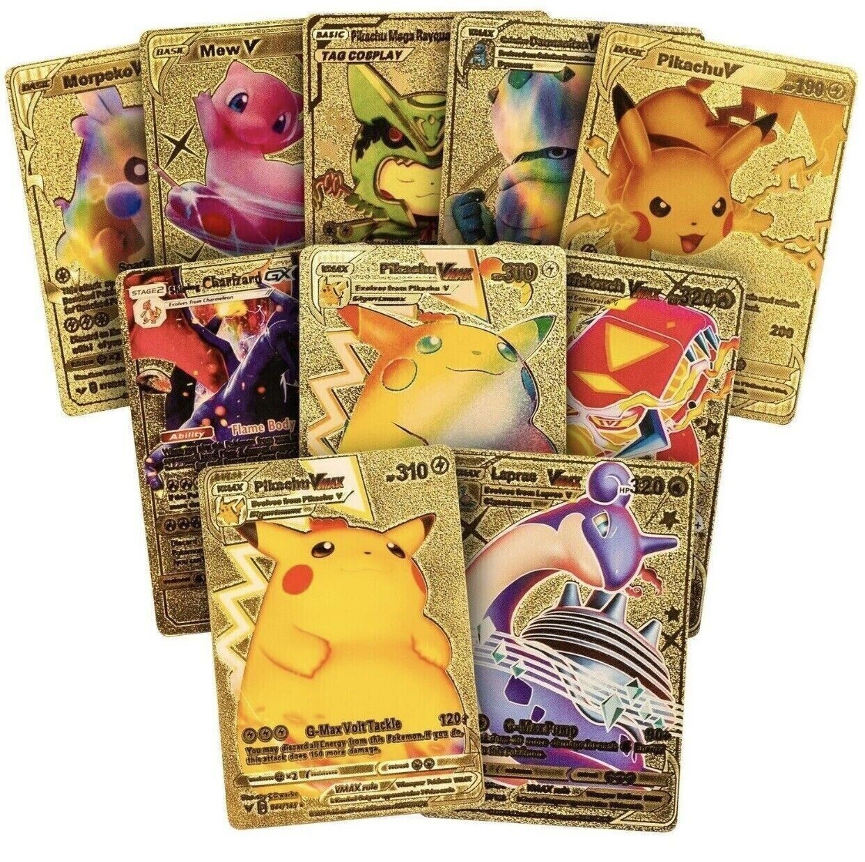 Pokemon Gold Pack Foil Cards 55Pcs TCG GX Vmax Rare Charizard