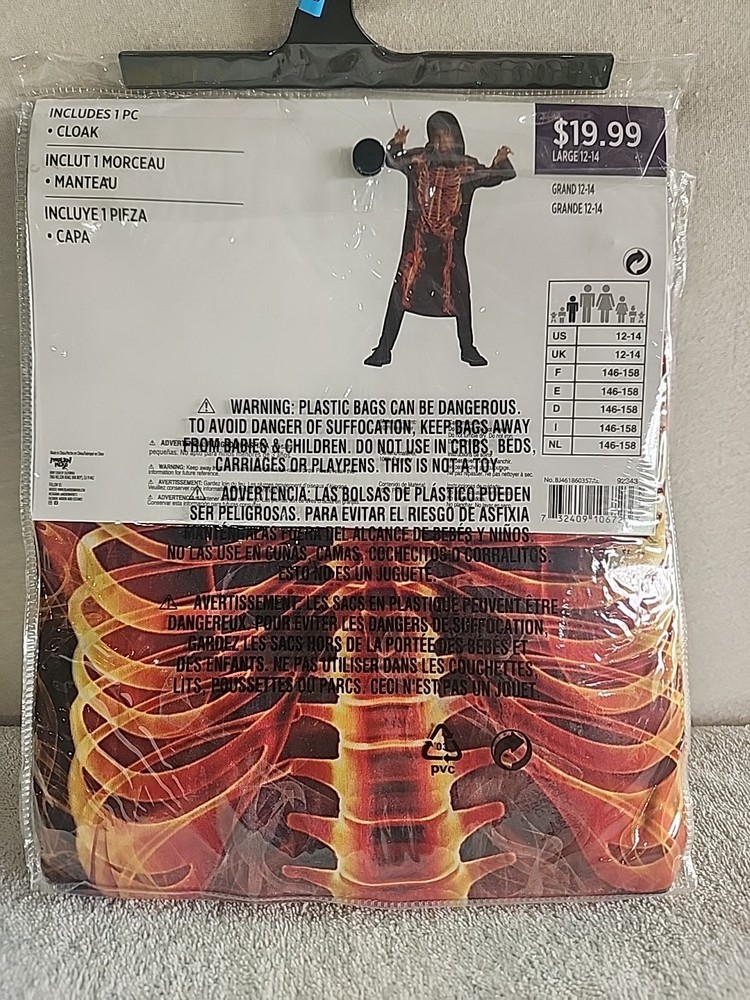 Flame Skeleton Costume Child Size L