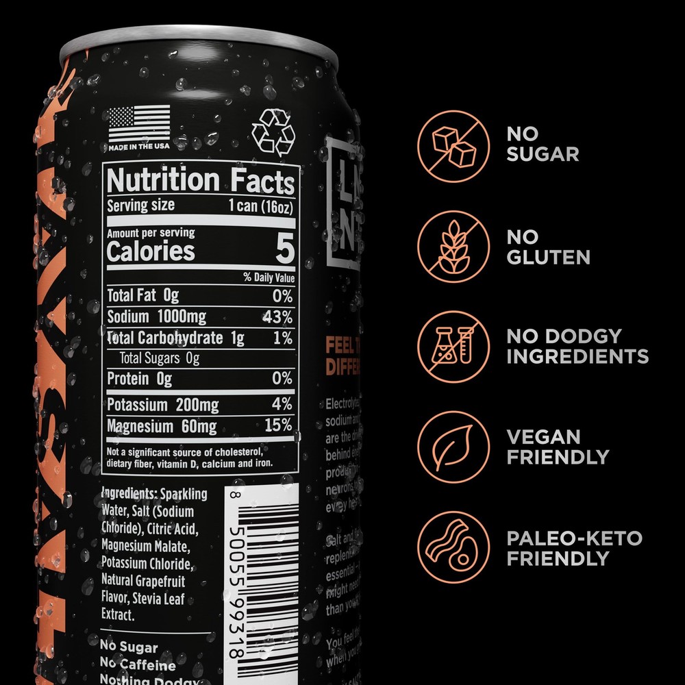 Sparkling Electrolyte Drink Grapefruit Salt 12 Count LMNT