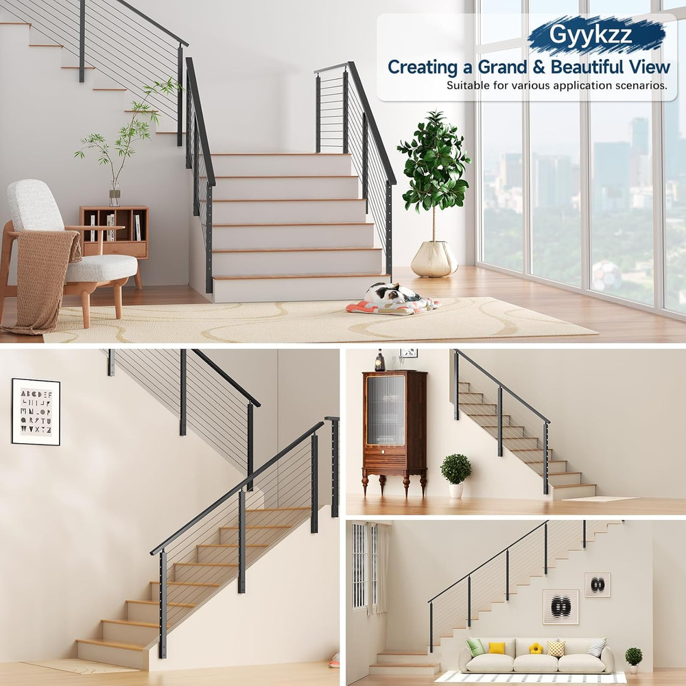 36" Side Mount Cable Railing Post - Versatile Indoor/Outdoor Stair Solution