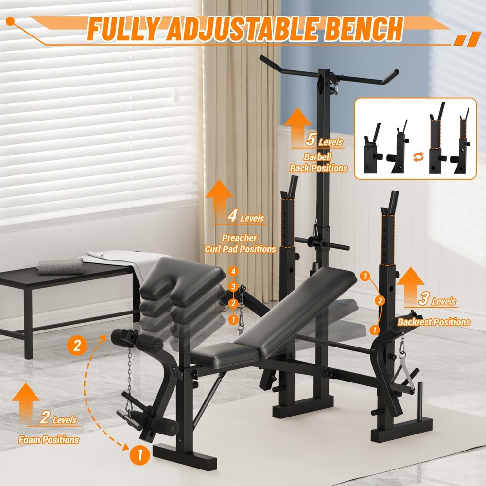 Multi-Function Bench Press Set, Weight Bench for Home Gym Body Strength Trainer