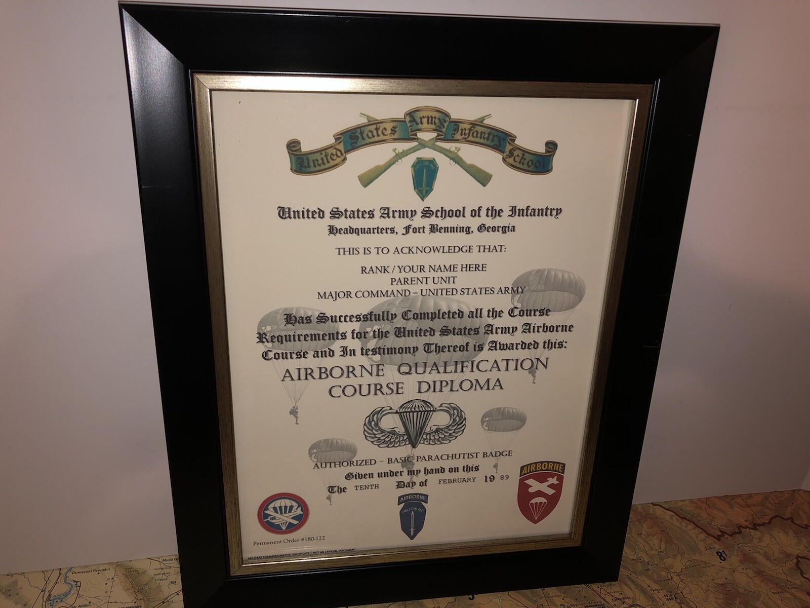 AIRBORNE QUALIFICATION COURSE DIPLOMA (COMMEMORATIVE CERTIFICATE)