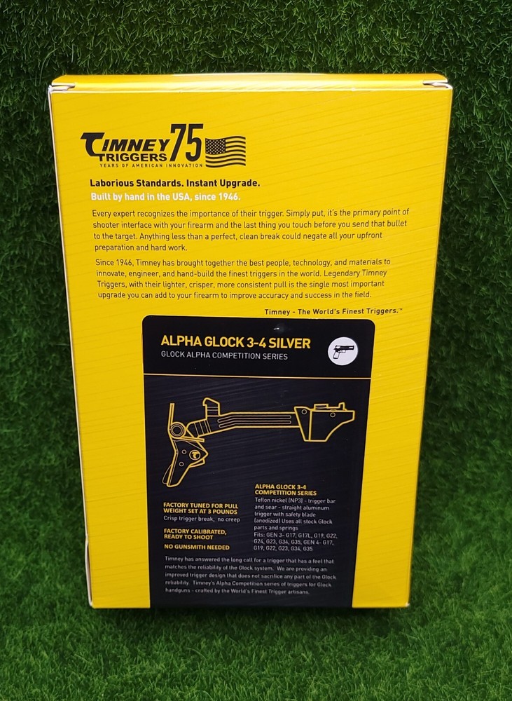 Timney Competition Trigger 3lb Pull SILVER Alpha Glock 17 19 22 23 34 Gen 3 & 4