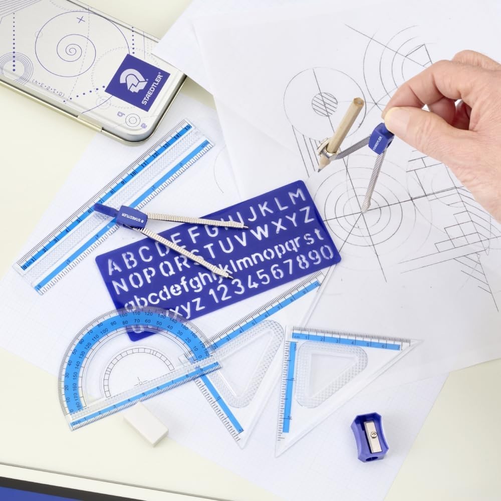 Complete 10 Piece Math Geometry Set for Students and Artists