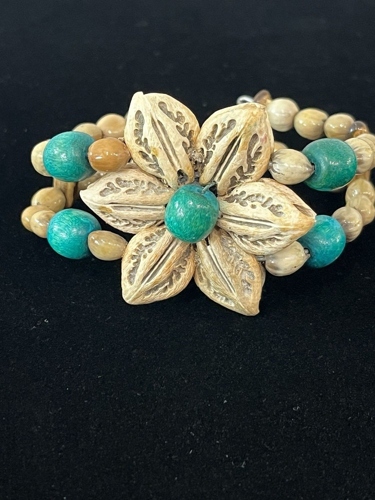 Shell Flower Wrap Cuff Bracelet Boho Retro Handmade