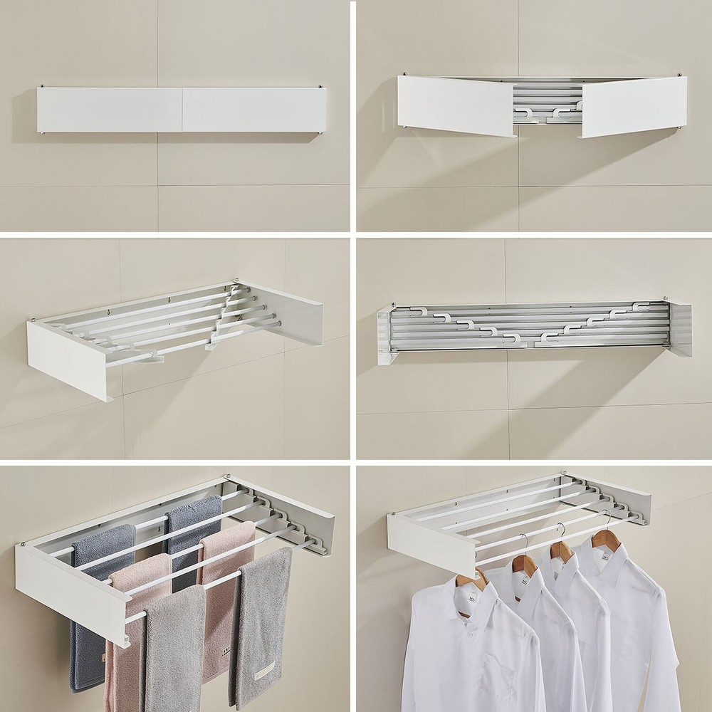 Laundry Drying Rack, Wall Mounted, Collapsible Clothes Drying Rack 31.5in Flush