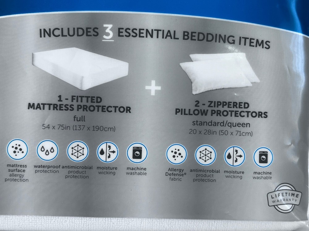 Allerease Perfect Protection Cool & Clean Bedding Kit 3pc - Full - BRAND NEW