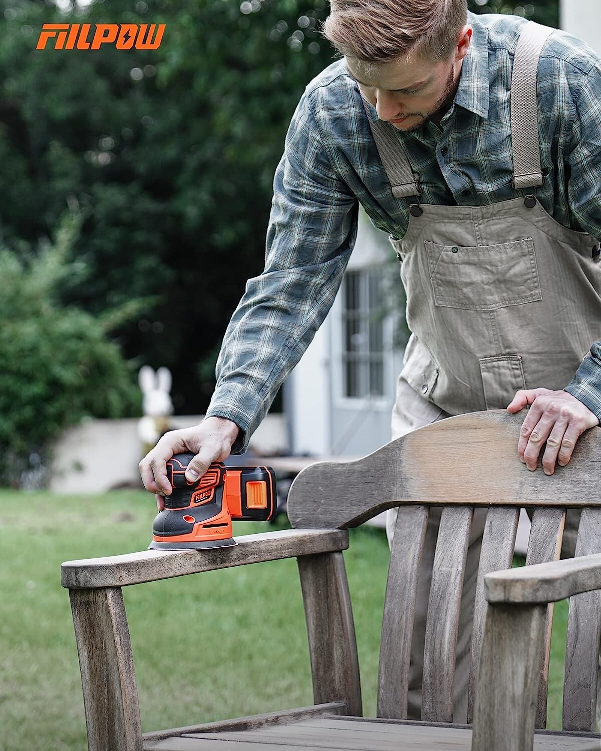 FIILPOW Cordless Random Orbital Sander, 20V Brushless Sander with Battery,