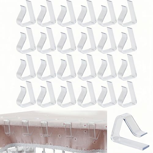24 Pieces Clear Tablecloth Clips – Plastic Table Cover Holders, Windproof