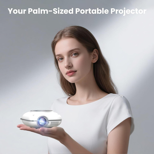 Mini Projector with Two -Way Bluetooth, Portable for Home White
