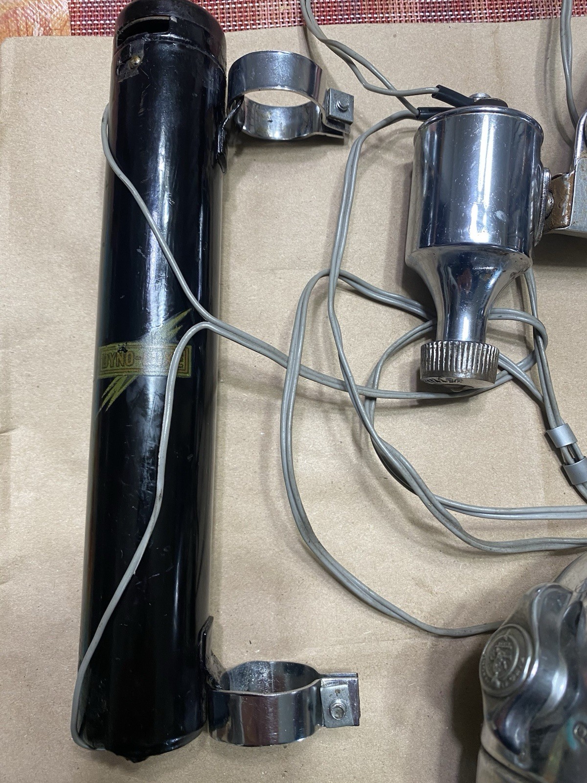 Rare 1940s King Lucas Bicycle Headlight Dynamo / Battery Tube Rear Set England