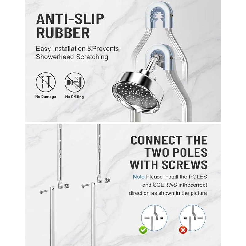 Adjustable Shower Caddy Organizer Rustproof Hanging Mount Tool Free Install New