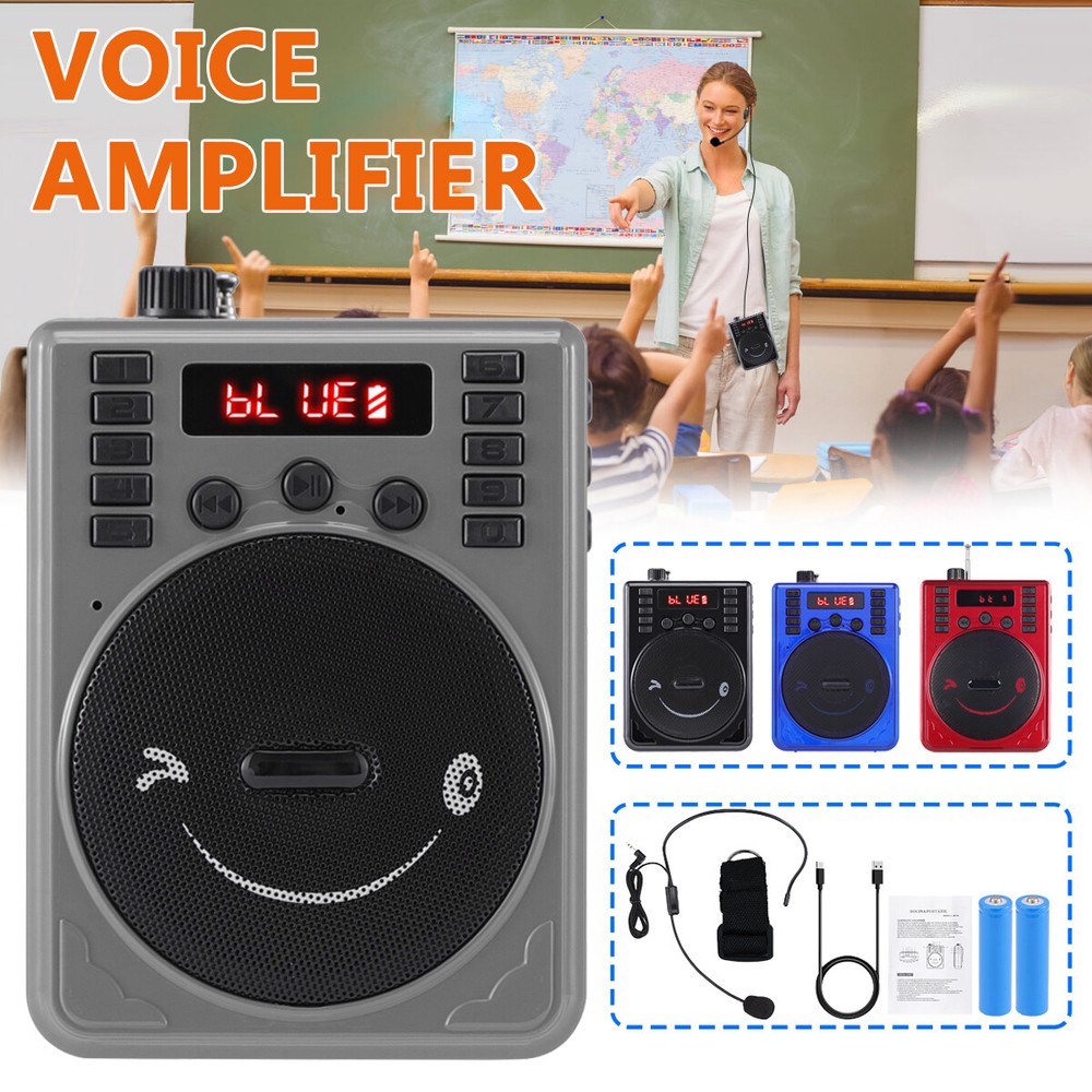 Portable Mini Wireless Amplifier Speaker Rechargeable W/Wired Microphone Headset
