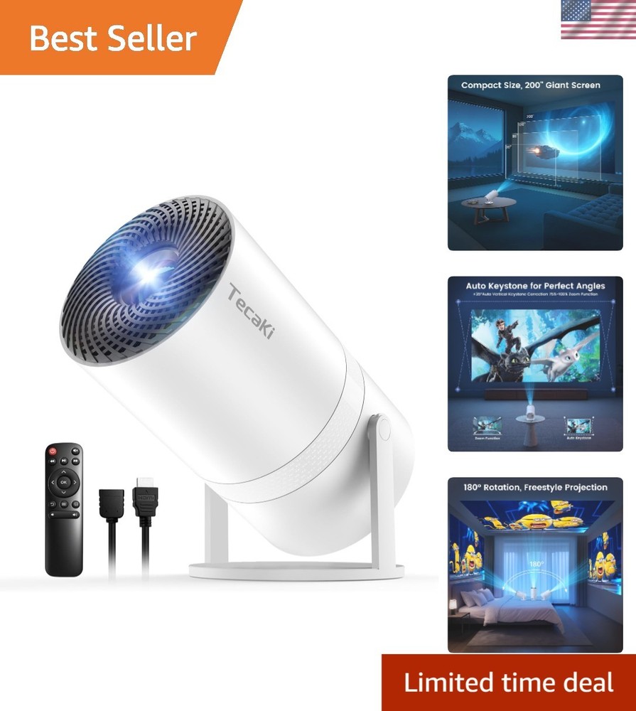 Smart Mini Projector with Auto Keystone & Multi-Device Compatibility - HD 1080P