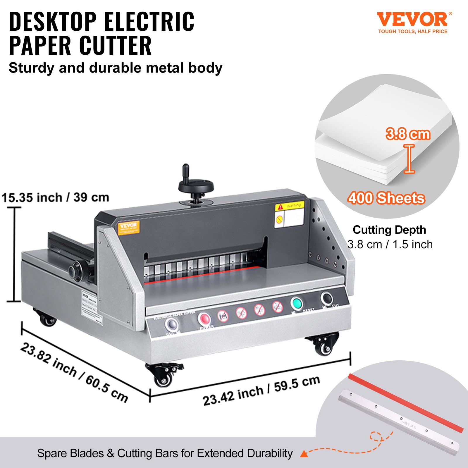VEVOR Electric Paper Cutter 13" Width 1.57" Thickness Desktop Cutting Paper