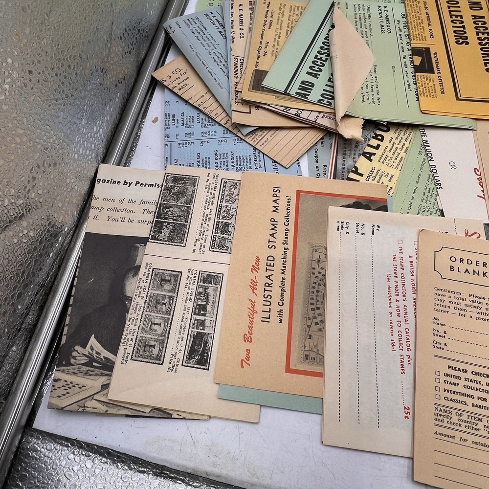 1950s Lot STAMP COLLECTING VINTAGE Advert Order Form H.E. Harris Honor-Bilt Etc
