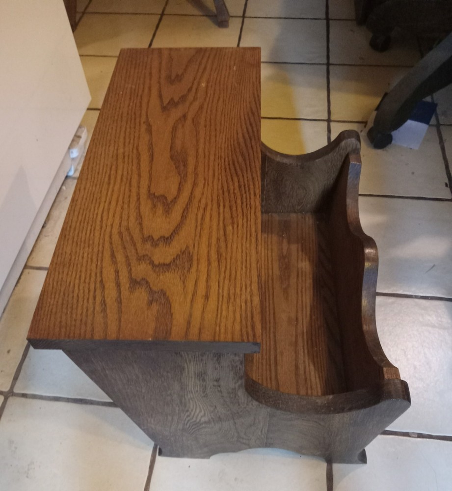 Solid Oak Magazine Rack Footstool / Side Table (MRT-30)