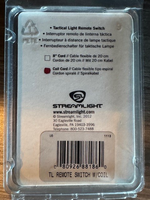 Streamlight Tactical light TL remote switch.