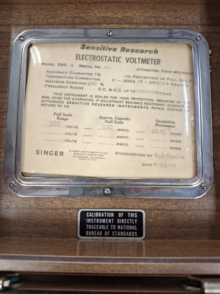 Sensitive Research Electrostatic Voltmeter Model ESD-3 by Singer