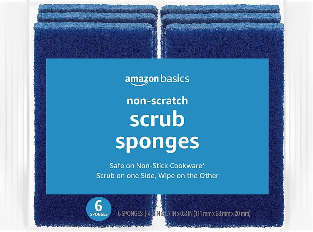 Amazon Basics Non-Scratch Sponges, 6-Pack 6-Pack, Blue