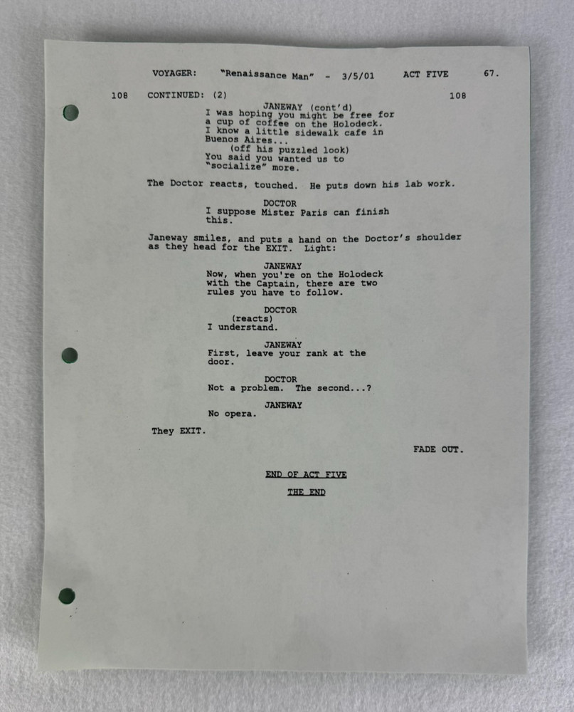 Star Trek Voyager “Renaissance Man” Final Draft Original Studio Script 03/05/01
