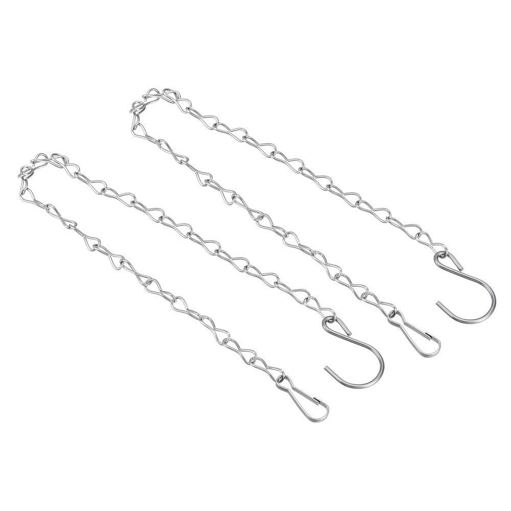 2Pcs Hanging Chains,304SUS Extension Link w S Shaped Hook(Silver,19.7")