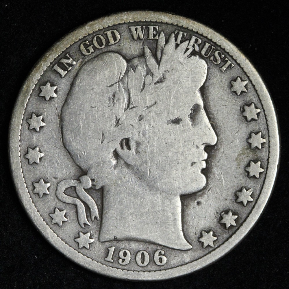 1906 Barber Silver Half Dollar CHOICE VG E297 QCC