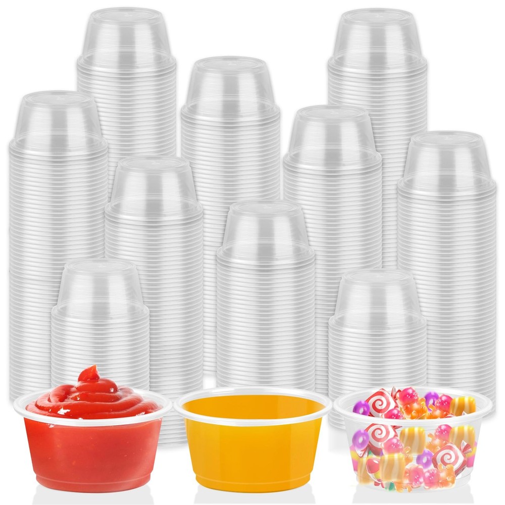 500 Count 2oz Plastic Portion Cups No Lids, Mini Condiment Containers Disposa...