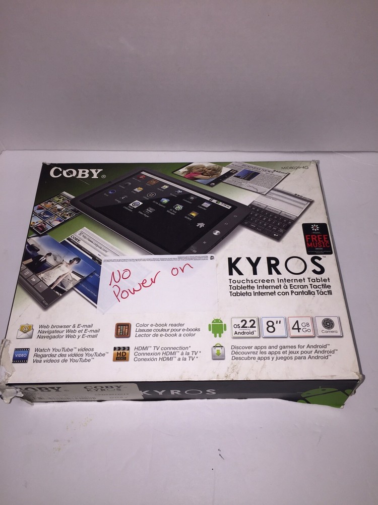 Coby Kyros 8" 4 GB Touchscreen Internet Tablet PLEASE READ ISSUE