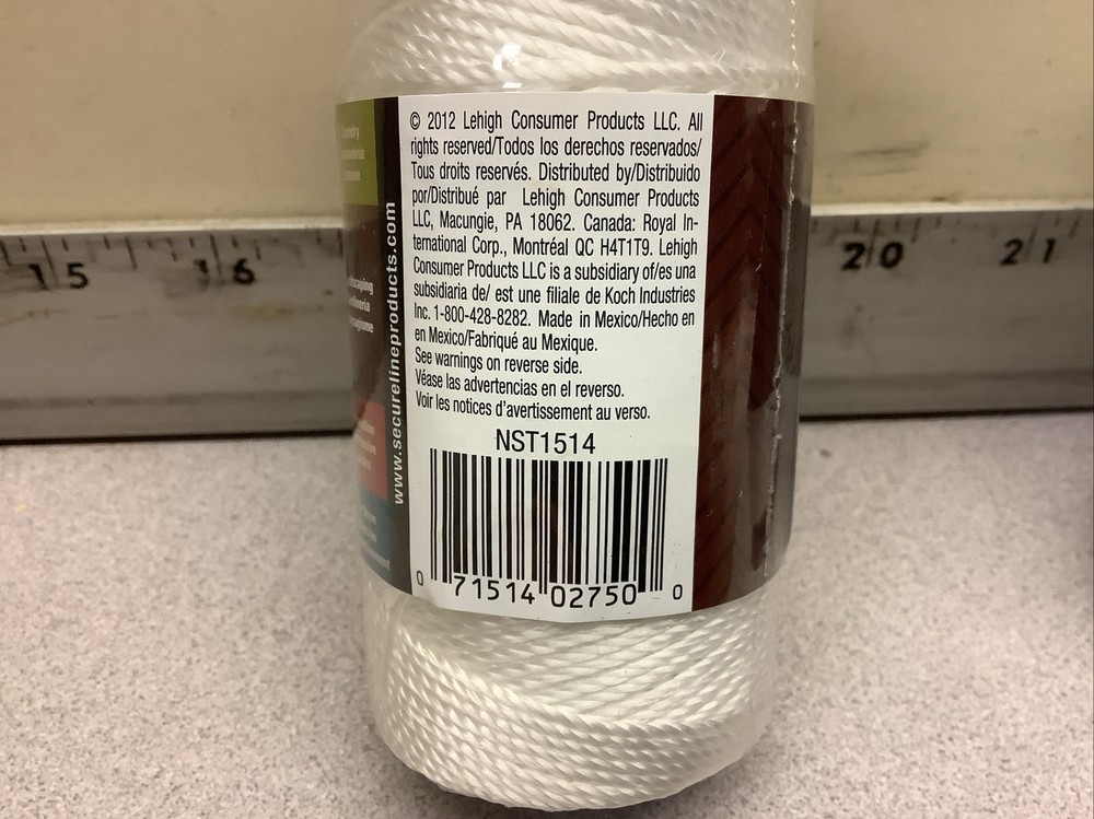 2-Pack SecureLine 325’ x #15 Twisted Mason Line, White 10lb Working Load