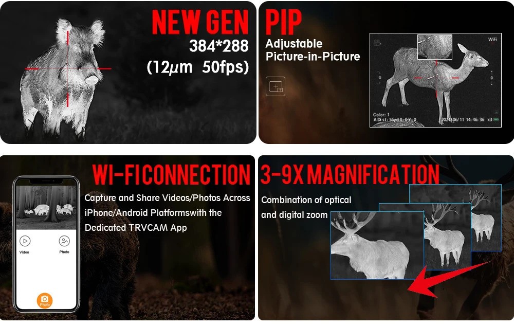 GRL325 Thermal Night Vision Rifle Scope 25mm Multi-Function One-Shot Zeroing