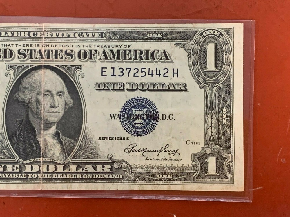 1935-E $1 ONE DOLLAR SILVER CERTIFICATE “MISALIGNMENT PRINTING ERROR” 