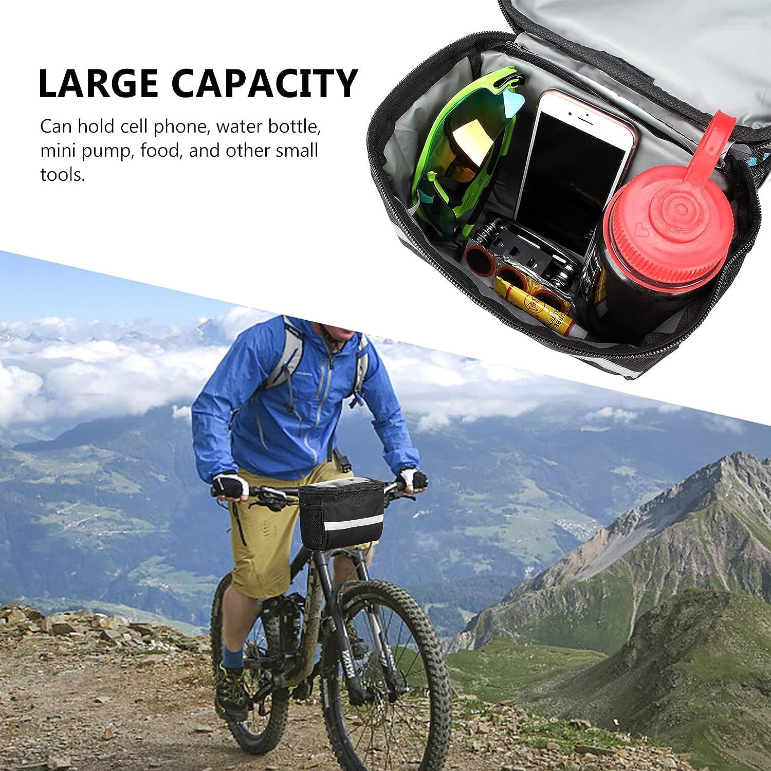 Collapsible Bike Basket Handlebar Multi-Purpose Detachable Bicycle Front Basket