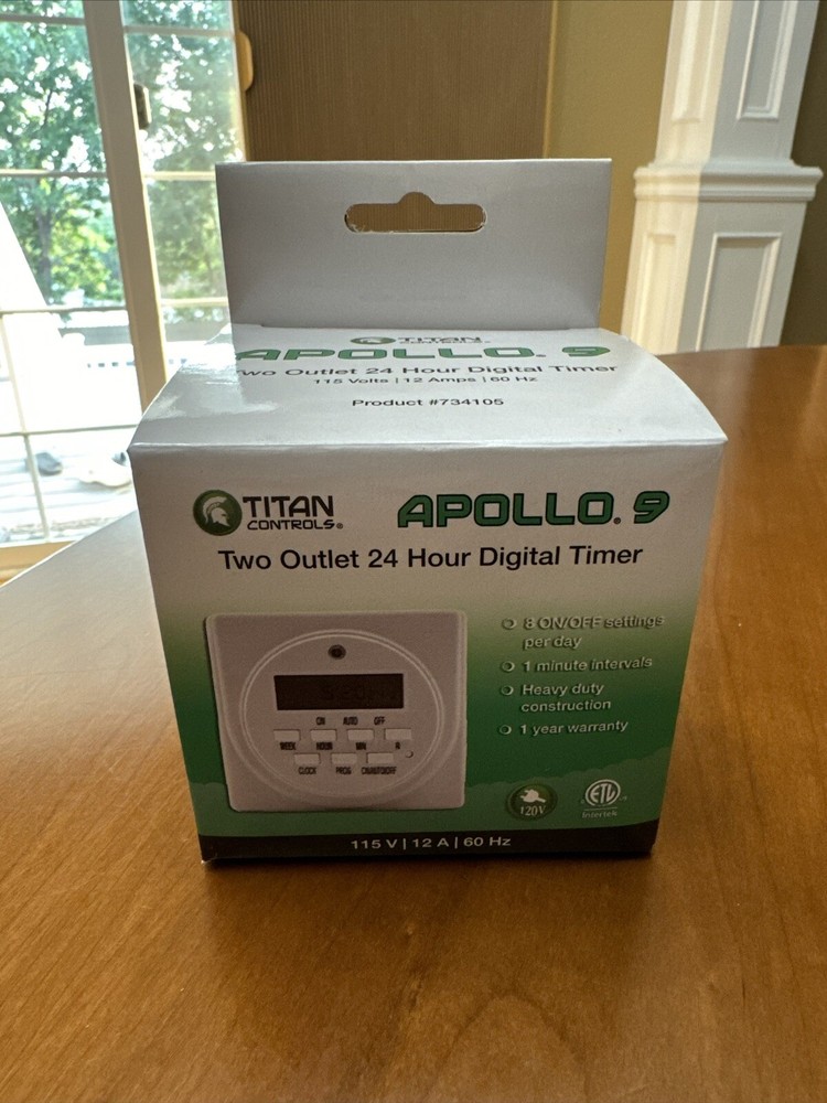 Titan Controls Apollo 9 - Two Outlet 24 Hour Digital Timer  Hydroponics