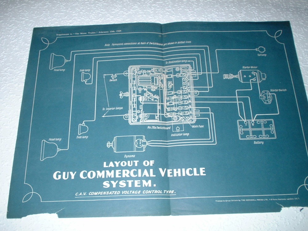 GUY COMMERCIAL SYSTEM WIRING LAYOUT DIAGRAM. 1929